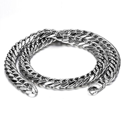 JewelryWe Schmuck Herren-Kette, Edelstahl Schwere groß Biker Königskette Halskette, Silber, Breite 12mm, Länge 60cm, mit Geschenk Tüte