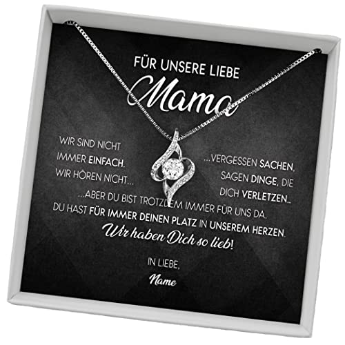 Juwelda Geschenk für Mama | Herzkette Kette mit Namen auf Karte | Kette Mama | Beste Mama für Weihnachten Mutter Geburtstag | Kettenanhänger Kette Herz personalisiert | Anhänger Silber 925