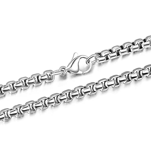 Beydodo Halskette Edelstahl ohne Anhänger, 4.5MM Erbskette Silber Kette Hip Hop Herren Partnerkette 70CM