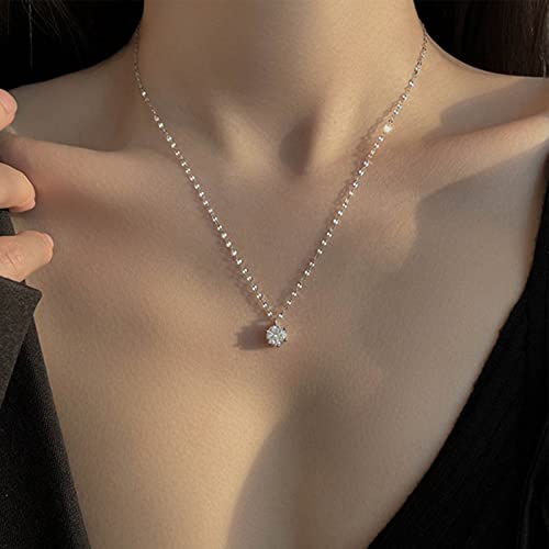 Yienate Zierliche Hochzeit Kristall Halskette Choker Kette Silber CZ Strass Anhänger Halskette Elegante Braut Brautjungfer Kristall Gefüllte Halskette Schmuck Geschenk für Frauen Mädchen