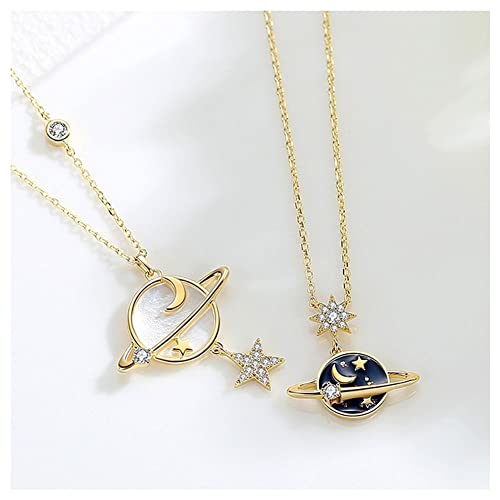 ZHANGZONG Matching Necklace Paare Anhänger Halskette fossil Kette Damen Halskette Damen Stern und Mond Halskette 925 Sterling Silber/Paare Halskette Freund Freundin Schmuck Geschenk Express Lie