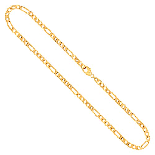 EDELIND Goldkette Herren Echtgold 3.4 mm, Figarokette diamantiert 585 aus Gelbgold, Kette Gold mit Stempel, Halskette mit Karabinerverschluss, Länge 50 cm, Gewicht ca. 12.3 g, Made in Germany