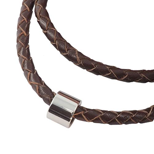 König Design Lederkette Anhänger Lederband Leder-Armband 5 mm Damen Halskette Braun 40 cm lang mit Hebeldruckverschluss geflochten