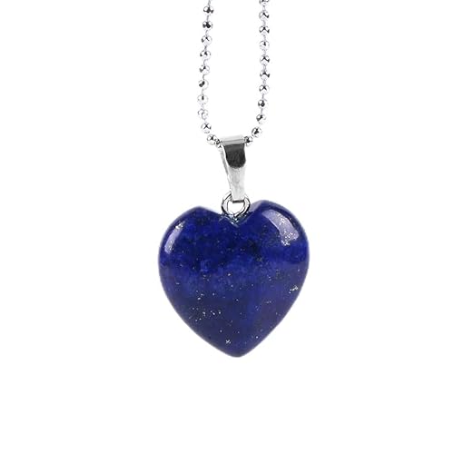 Edelstein Kette,Halskette Mit Kristallanhänger,Halskette Aus Lapislazuli-Stein Mit Silberkette,Halsketten Mit Herzanhänger Aus Heilenden Edelsteinen,Geschenke Für Frauen Und Männer Zum Geburtstag