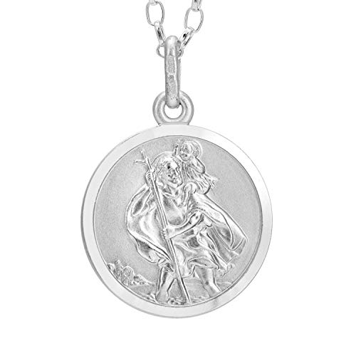 Alexander Castle 925 Sterling Silber Heiliger Christophorus Anhänger Halskette - 16mm St Christopher mit 18  Silber Kette & Schmuck Geschenk-Box