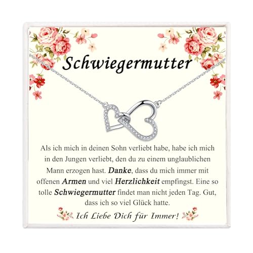 PDTU Geschenke für Schwiegermutter, Herz Unendlichkeitszeichen Kette für Schwiegermutter zum Muttertag, Schwiegermutter Geschenk von Schwiegertochter Schwiegersohn zum Geburtstag Weihnachten Ruhestand