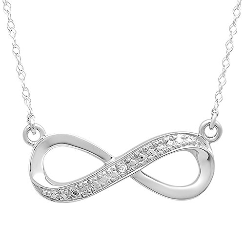 0,02 Karat (ctw) Sterling Silber Diamant weiß rund Damen Anhänger Infinity mit gratis Kette