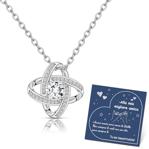 CheersLife Kette Für Freundin Beste Freundin Geschenke Freundschafts Silberplatte Kette Damen Silber 925 Kette Geschenke Für Freundin Mädchen Geschenk Für Beste Freundin Connie Meine Freundin BffIT