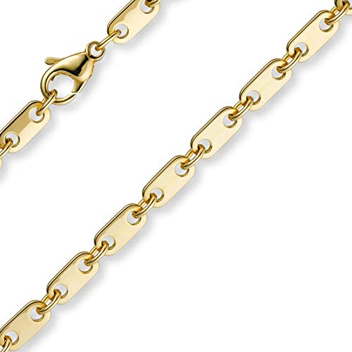 5mm Kette Collier Plattenkette aus 585 Gold Gelbgold 60cm Herren Goldkette