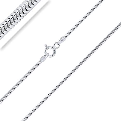 PLANETYS - Kinder und Baby Leicht Schlangenkette 925 Sterling Silber Rhodiniert Kette - Halskette - 1.2 mm Breite Längen: 34 cm