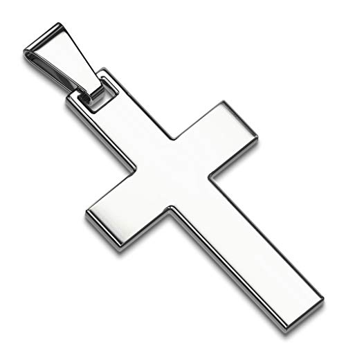 Autiga® Edelstahl Anhänger Kreuz Halskette Lederkette Kugelkette Damen Herren Silber-nur-anhänger