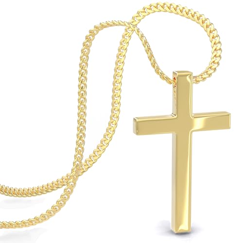 SERASAR Kreuz-Kette Gold-Kette Damen Gold-Schmuck Damen-Kette Gold-kette 585 Halskette Echtgold Schmuck Halskette für Frauen Cross Necklace Wasserfester Schmuck Muttertagsgeschenk Weihnachten