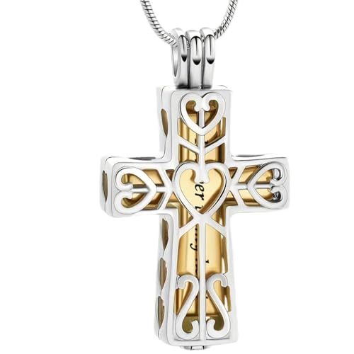 Halskette Gothic Halskette Kette Feuerbestattung Kreuz Halskette für Asche Kreuz Urnen Schmuck Medaillon Anhänger Asche Halter Memorial Cremation Schmuck für beste Freundin Geschenke Freundschaft