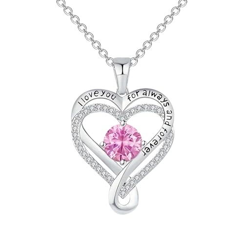 Generisch Kette Herz Damen Halskette 925 Sterling Silber Anhänger,Schmuck Zirkonia Kettenlänge Geschenk für Damen Kette Silber Damen Schmuck Silberkette Herz Valentinstag Für Geschenk Beste Freundin