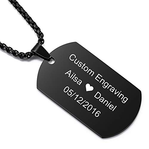 MeMeDIY Personalisierte Dog Tag Halskette Angepasst Gravur Name Datum für Männer Damen Freund Freundin Edelstahl Anhänger Liebhaber Jubiläum Valentinstag Schmuck Geschenk(Gold Farbe)