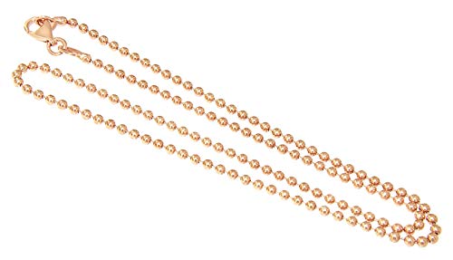 Hobra-Gold 2 mm Kugelkette Silber 925 massiv Rotgold vergoldet Silberkette 38 42 50 60 70 80 90 cm (42)