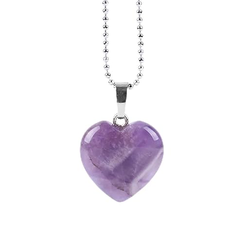 Edelstein Kette,Halskette Mit Kristallanhänger,Halskette Mit Amethyststein Und Silberkette,Halsketten Mit Herzanhänger Aus Heilendem Edelstein,Geschenke Für Frauen Und Männer Zum Geburtstag