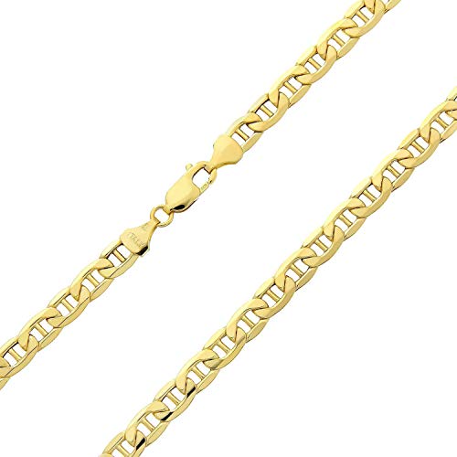 14 Karat / 585 Gold Italienisch Flach Mariner Kette Gelbgold - Breite 3.10 mm - Länge wählbar (40)