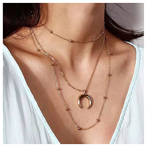 Cimenexe Bohème Geschichtet Mond Anhänger Halskette Gold Halbmond Choker Vintage Satellit Kette Halskette Schmuck Für Frauen Und Mädchen