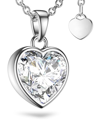 Herzkette 925 Sterling Silber Halskette Damen Kette mit Herz Anhänger Ich liebe Dich (45-50cm) Silberkette mit Herz Zirkonia Schmuckgeschenk für Frauen Sie Ehefrau zum Hochzeitstag Geburtstag Jubiläum