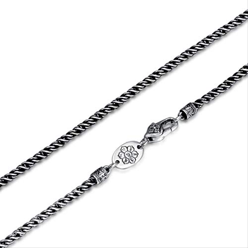 ZHUDJ Reines Silber 925 Sterling Silber Herren Damen Silber 2mm 3mm Twist Halskette S925 Echt Silber Kette Halskette Männlich 3 mm 80cm