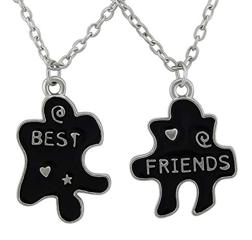 Hanessa Freundschafts-ketten best friends Puzzle Kette für beste Freunde in Schwarz Geschenk zu Weihnachten für die beste Freundin oder den besten Freund