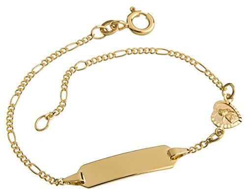 Silberketten-Store Gravurarmband Baby ID Armband mit Herz, 333 Gold, inkl. Gravur, Länge wählbar von 12-16cm