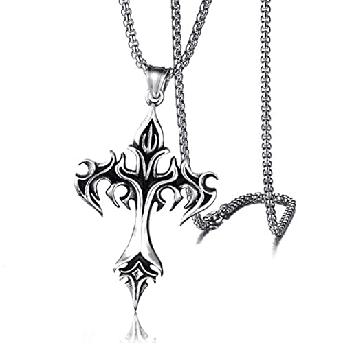 Punk Flamme Kreuz Anhänger Kette Halskette für Männer männlich Hip Hop Rock Gothic Stil Geschenk