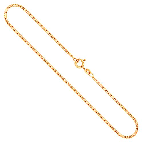 EDELIND Goldkette Damen Herren Echt Gold 1,7 mm, Panzerkette flach 585 aus Gelbgold, Kette Gold mit Stempel, Halskette mit Federring, Länge 34 cm, Gewicht ca, 3,5 g, Made in Germany