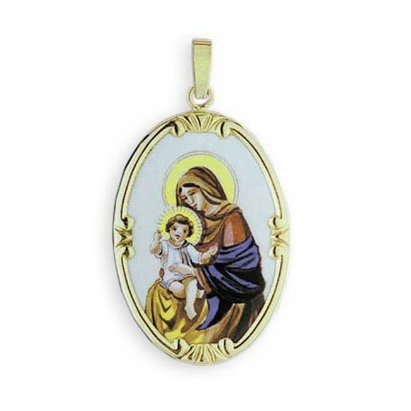 Madonna Marienmedaille Ketten Anhänger echt 585 Gold 14 Karat (Art 213252)