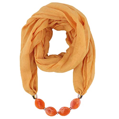 Generisch Damen Tücher Halskette Mode Must Have Schmuck Schal Sonnenschutz Jahrgang Böhmischen Stil Kette Quasten Halstücher Bekleidung Elegant Ethno Wrap Halstuch 180 x 63CM(A01 Yellow)