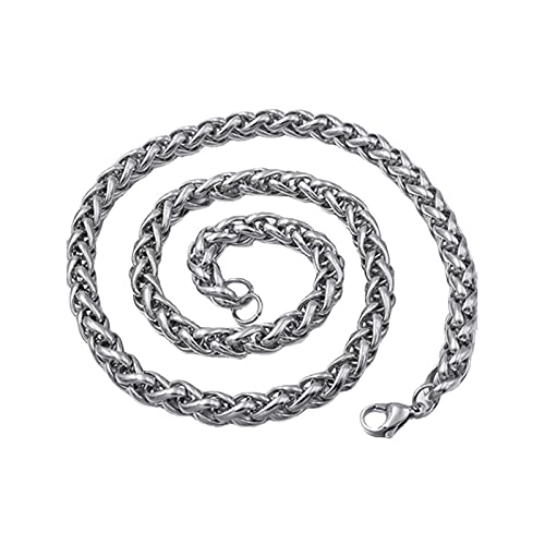 Gualiy Herren Halskette Edelstahl, Weizen Kette Halskette 6mm Breite, Silberkette Edelstahl 70 cm Lang