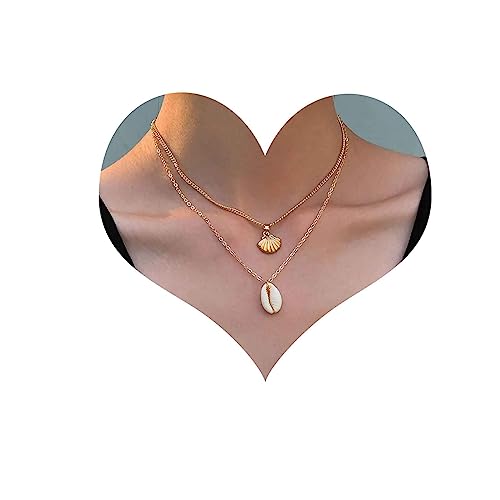 Cimenexe Böhmische Geschichtete Muschelkette Gold Muschel Anhänger Halskette Kaurimuschel Choker Halskette Sommer Muschel Kauri Halskette Kette Schmuck Für Frauen Und Mädchen Geschenke