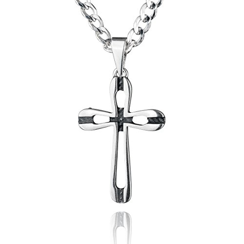 STERLL Herren Silberkette Silber 925 Kreuz-Anhänger aus Sterlingsilber 50cm Geschenkverpackung Kleine Geschenke für Männer