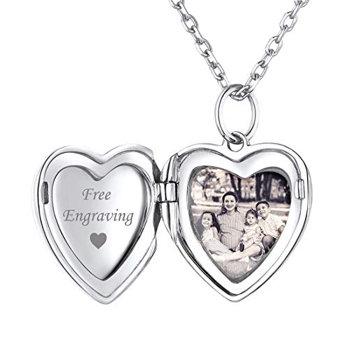 ChicSilver 925er Bild Amulett Damen Herzform Anhänger personalisierter Fotoanhänger für Sie und Ihre Geliebte Liebeskind