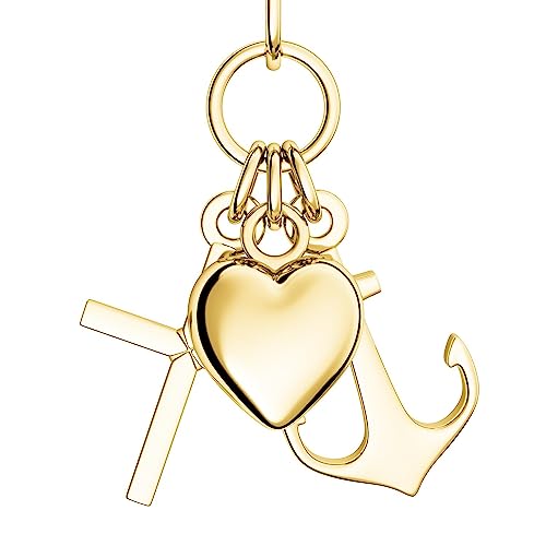 Herz Kreuz Anker Kette Gold 333 + inkl. GRATIS Luxusetui + Glaube Liebe Hoffnung Kette mit Herzchen Ankerkette Kreuzkette drei Anhänger Goldkette Gelbgold 333er Halskette FF390 GG33345