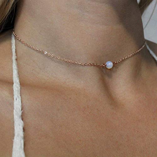 Yienate Fashion Opal Choker Halskette Gold Kette Kristall Perle Kugel Anhänger zierliche Halskette Schmuck für Frauen und Mädchen