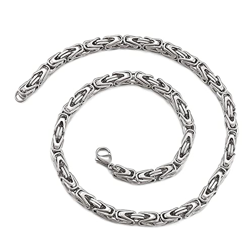 Dsnyu Herrenkette, 50CM Partner Kette, Silber Ketten Edelstahl Party Schmuck Breit 6MM