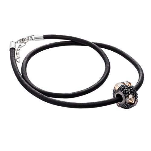 LILLY MARIE Damen Leder-Halskette Beads Perle, verstellbare Länge, schwarze Lederkette mit Herz-Anhänger, ideal als Geschenk für Frauen, Partner oder besondere Anlässe, inkl. Schmuck-Beutel