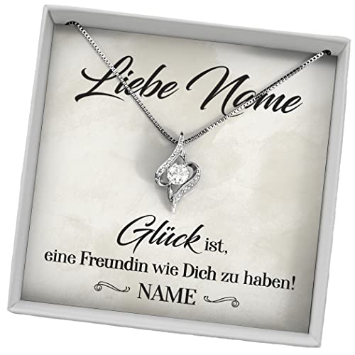 Juwelda Geschenk für Beste Freundin | Halskette mit Grußkarte | Kette aus 925 Sterling Silber | Personalisierte Geschenke mit Namen | Florenz (Gelbgold, Eine Freundin wie Dich)