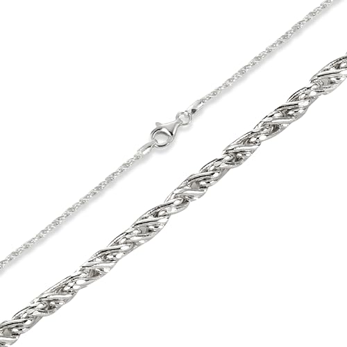 Kordelkette Echtsilber Diamant geschliffen 2,2mm Breite 925 Sterling Silber Schmuck Silberkette Längen 45cm 50cm 55cm 60cm Herren Halskette oder Damen Halskette (45)