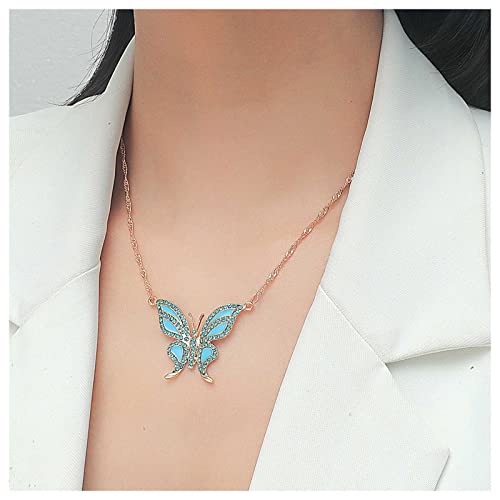 Cimenexe Böhmische Blaue Schmetterling Anhänger Halskette Choker Kristall Schmetterling Choker Halskette Strass Schmetterling Kette Halskette Gold Insekt Kette Halskette Schmuck Für Frauen Und Mädchen