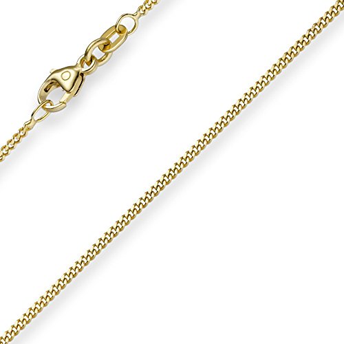 1mm feine Panzerkette 585 Gold Gelbgold, Kette Collier Halskette, 50cm