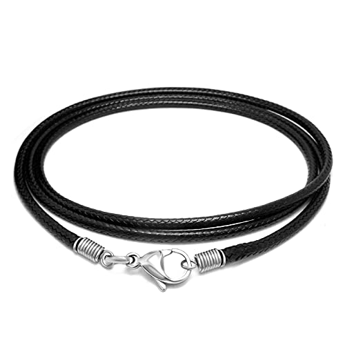 Bishilin Edelstahl Halskette 70CM ohne Anänger Herren, 2.5MM Halskette Leder Breit Silber Kette Biker Freundschaftskette