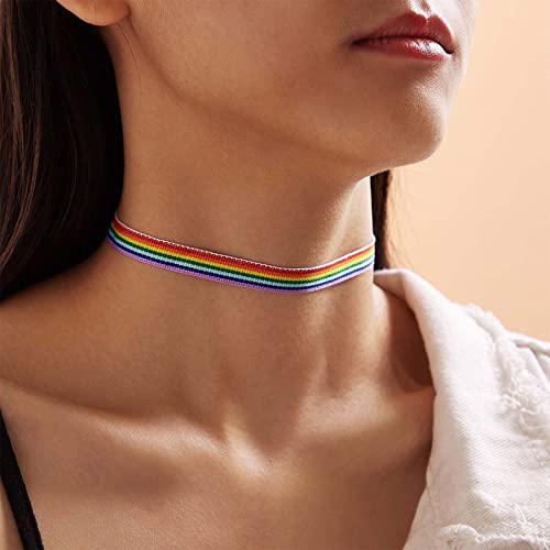 Yienate Boho Regenbogen Halskette Choker Bunte Farbverlauf Halskette Kette Sommer Strand Choker Halsketten Charm Halskette Schmuck für Frauen Mädchen