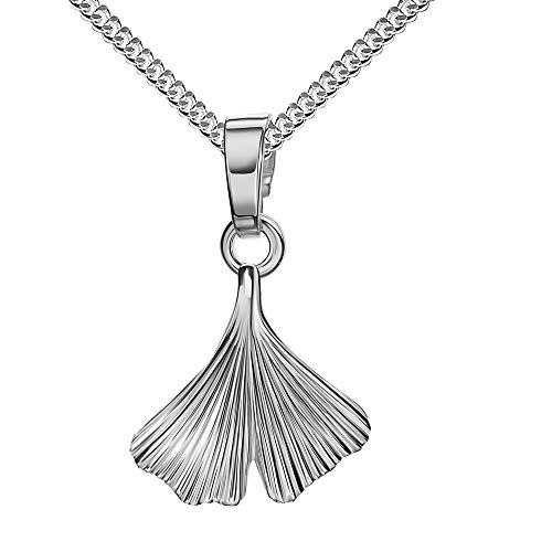 JEVELION Silberkette Anhänger 925 Silber mit Ginkgo-Blatt Sterlingsilber für Damen Mit Kette 45 cm