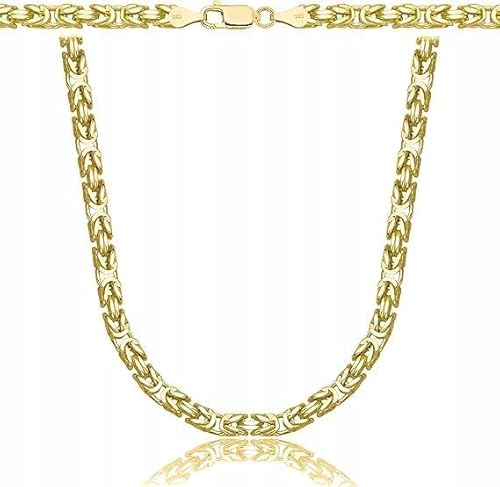 AMAR PRAGNA königskette ketten für herren gold 925/585 14k, kette herren - halskette herren, panzerkette herren 925 silber mit gold 14k 70 cm - herren schmuck, italienische Qualität,Breite 4,5 mm