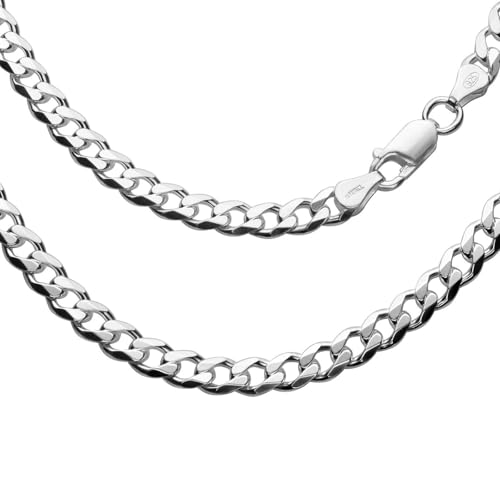 STERLL Herren Hals-Silberkette Sterling-Silber 925 Ohne Anhänger 50cm Panzerkette Hochwertige Ökologische Verpackung Karabinerverschluss