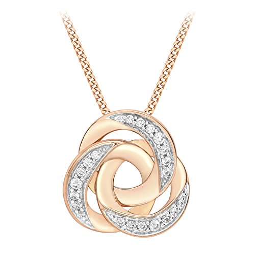 Carissima Gold Damen-Kette mit Anhänger Rose Cubic Russian Band 375 Rotgold Zirkonia transparent Rundschliff 45.72 cm - 5.46.2474