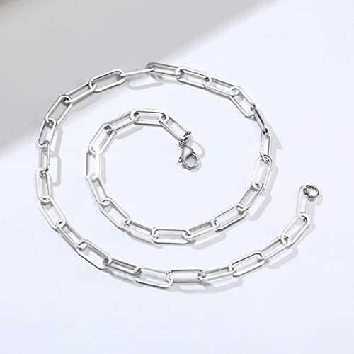 YAHOYA MÄNNER ALTA Capture Charm Halskette Edelstahl RECHTECK BÜROKLAMMER LINK Light Maschine Kette Choker Herren SCHMUCK